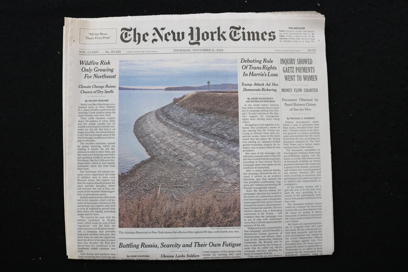 2024 NOVEMBER 21 NEW YORK TIMES - INQUIRY SHOWED GAETZ PAYMENTS WENT TO WOMEN 2024 NOVEMBER 21 NEW YORK TIMES - INQUIRY SHOWED GAETZ PAYMENTS WENT TO WOMEN