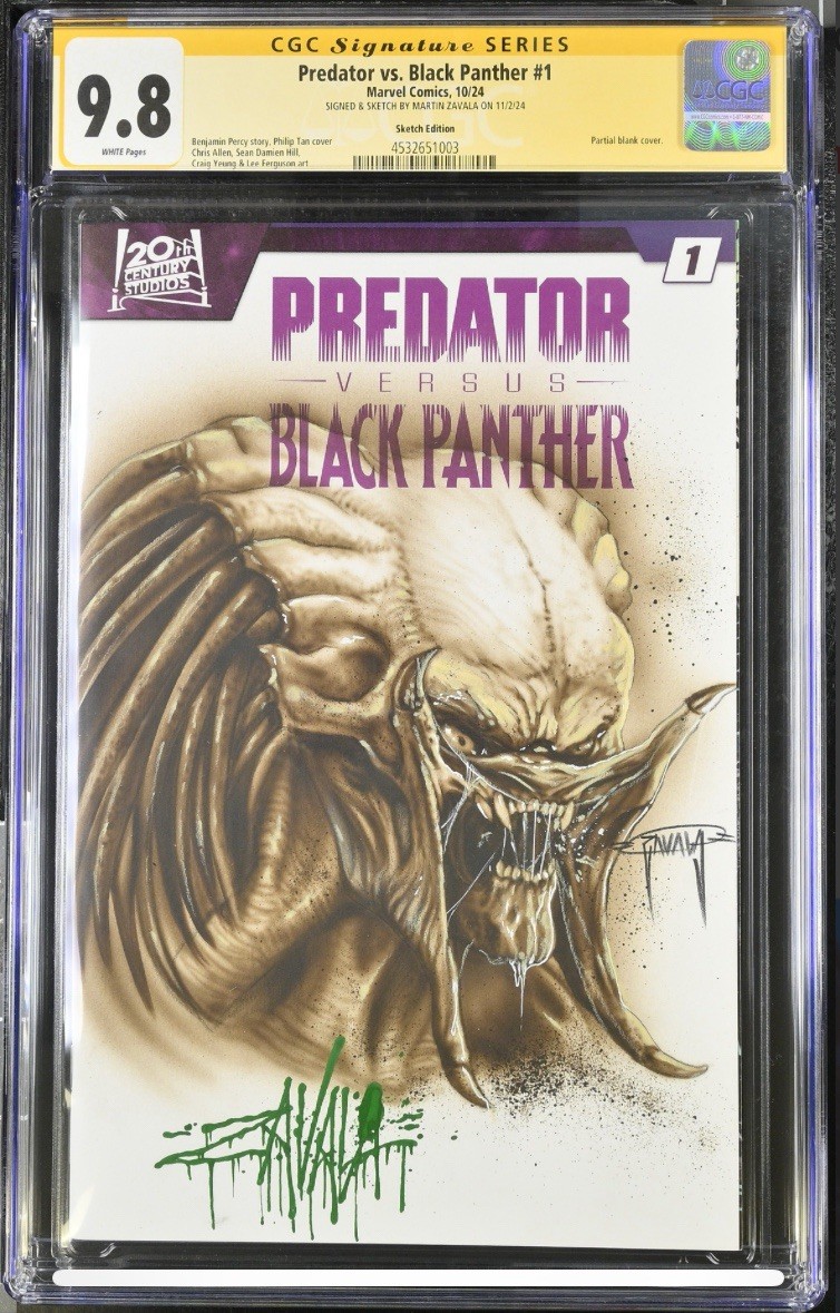 Predator Versus Black Panther #1 CGC 9.8 SS Martin Zavala Original Art Sketch