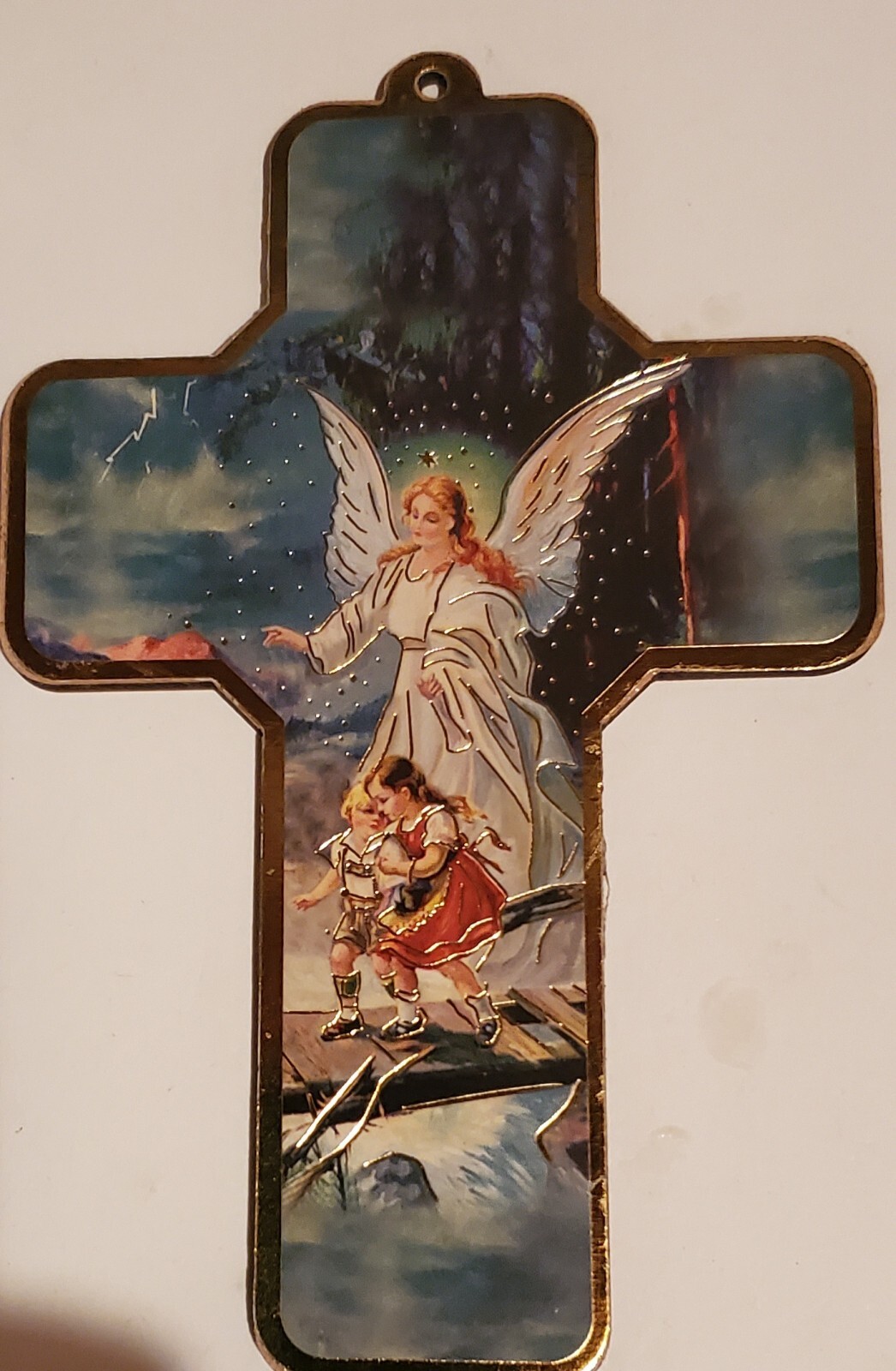 PICTURE CROSS ON WOOD - GUARDIAN ANGEL