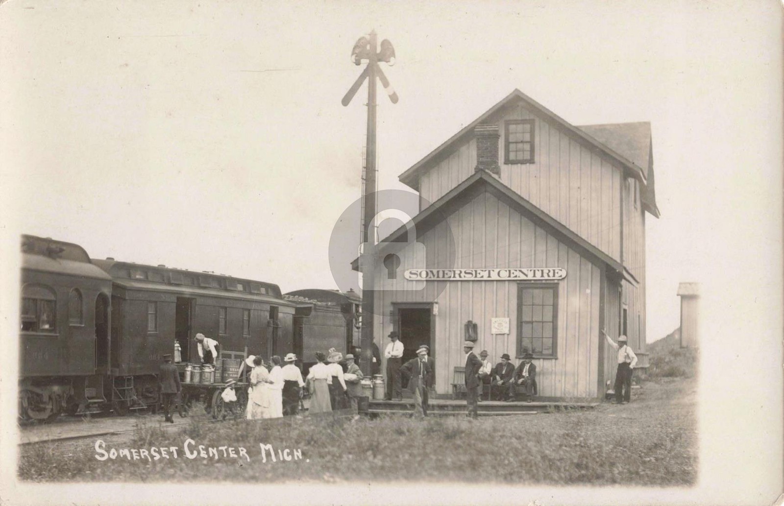 Railroad Station, Somerset Center MI Michigan RPPC Photo Postcard COPY