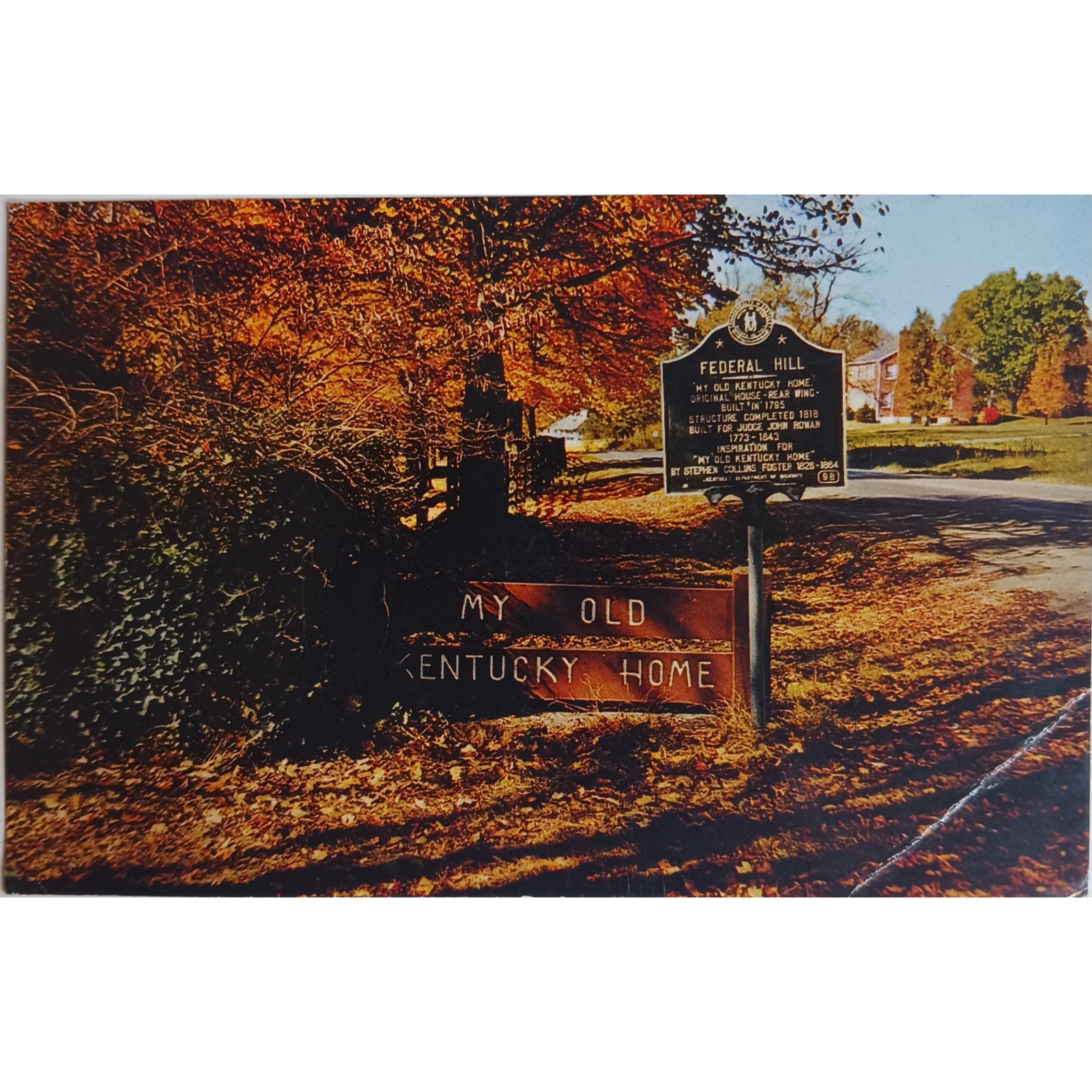 Bardstown Kentucky Entrance to My Old Kentucky Home 1967 Postcard Vintage