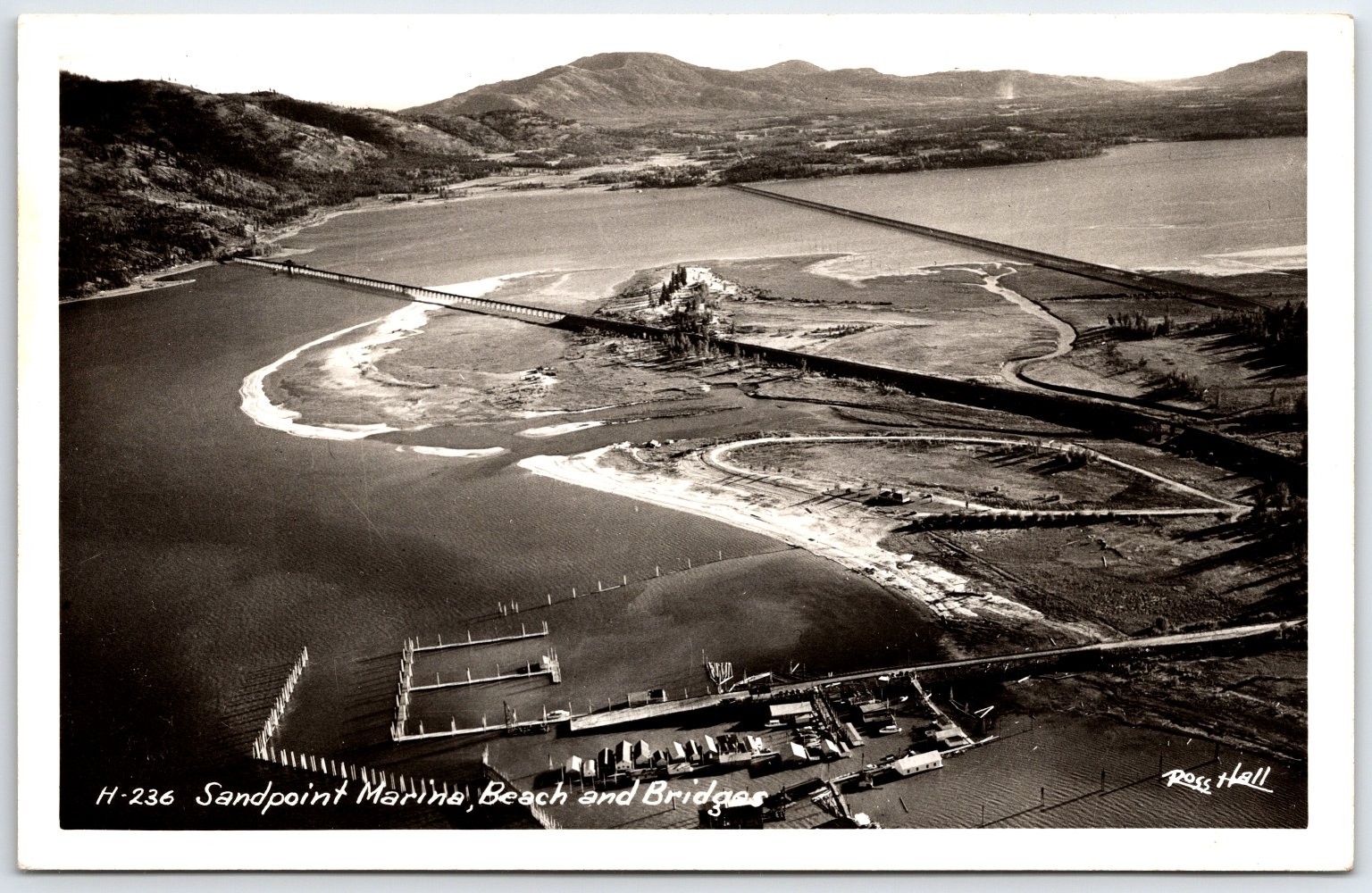 Sandpoint Marine Beach & Bridges Idaho RPPC Ross Hall Vintage Postcard Sandpoint Marine Beach & Bridges Idaho RPPC Ross Hall Vintage Postcard