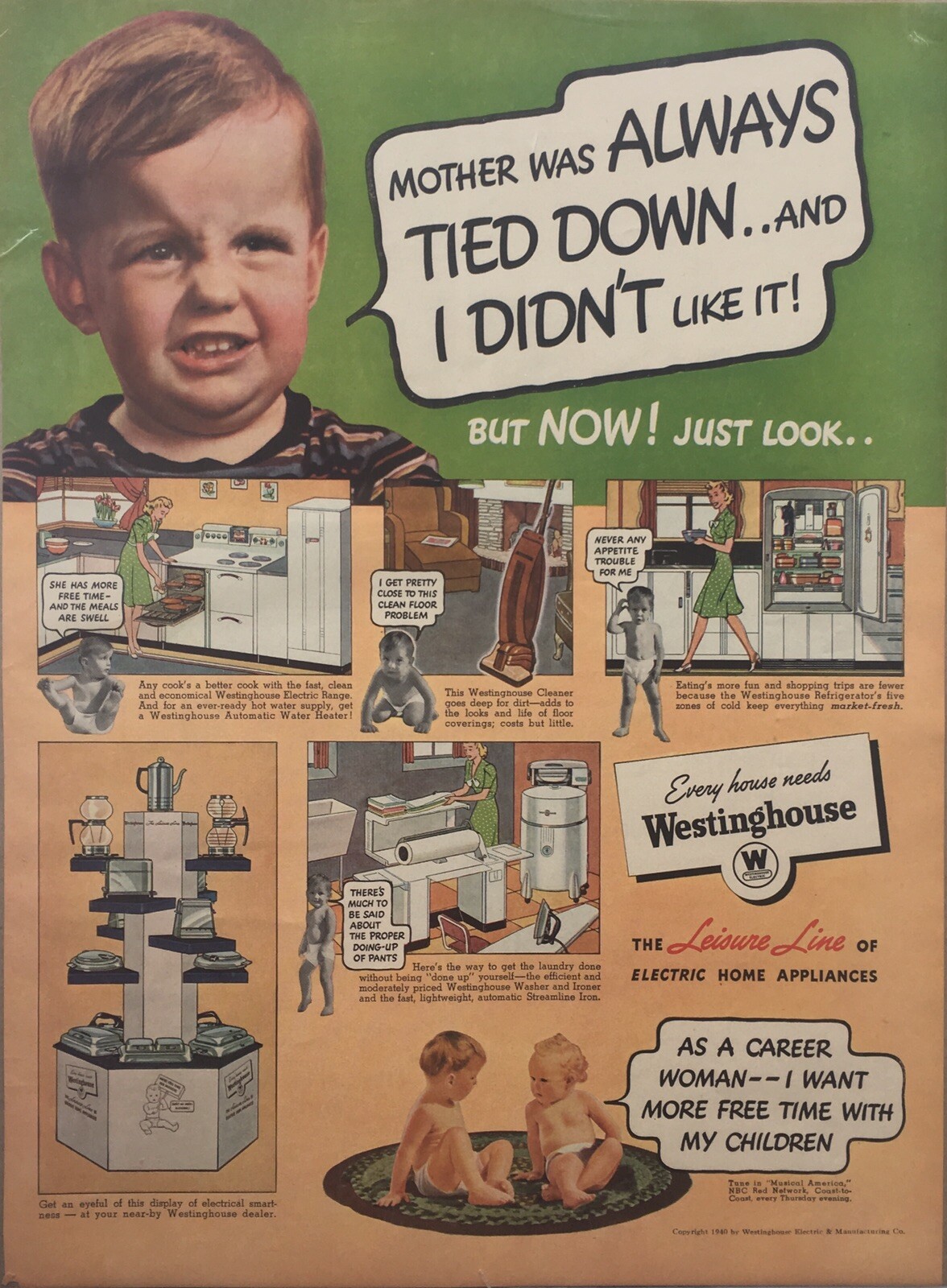 1940 Westinghouse Electric Vintage Print Ad