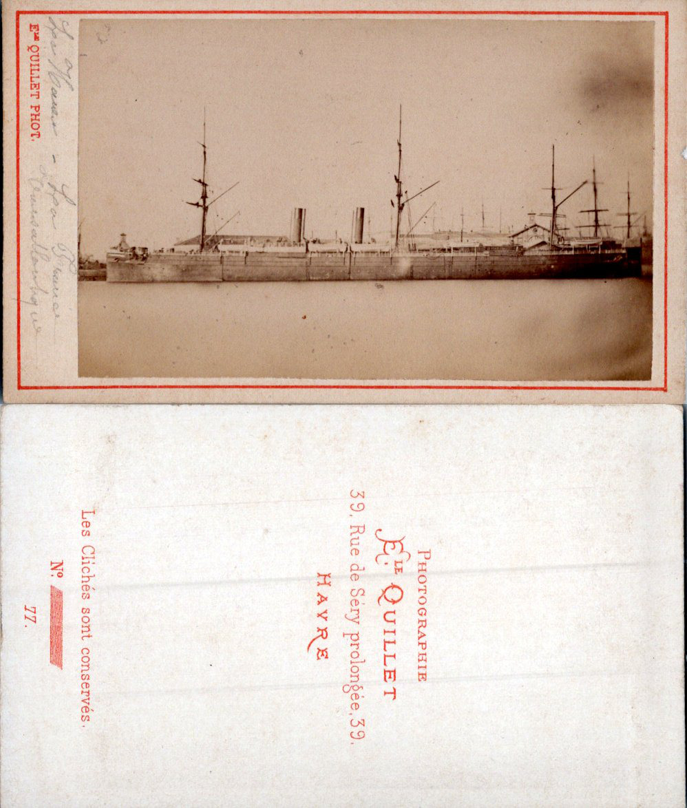 France, Le Havre, La France, dock transatlantic, circa 1870 vintage albu CDV
