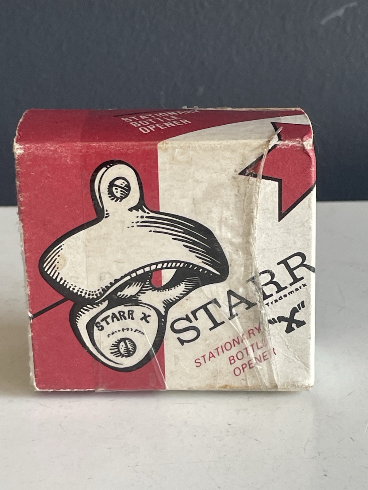 Vintage STARR “X” Stationary Wall Mount Bottle Opener Original Box Advertising