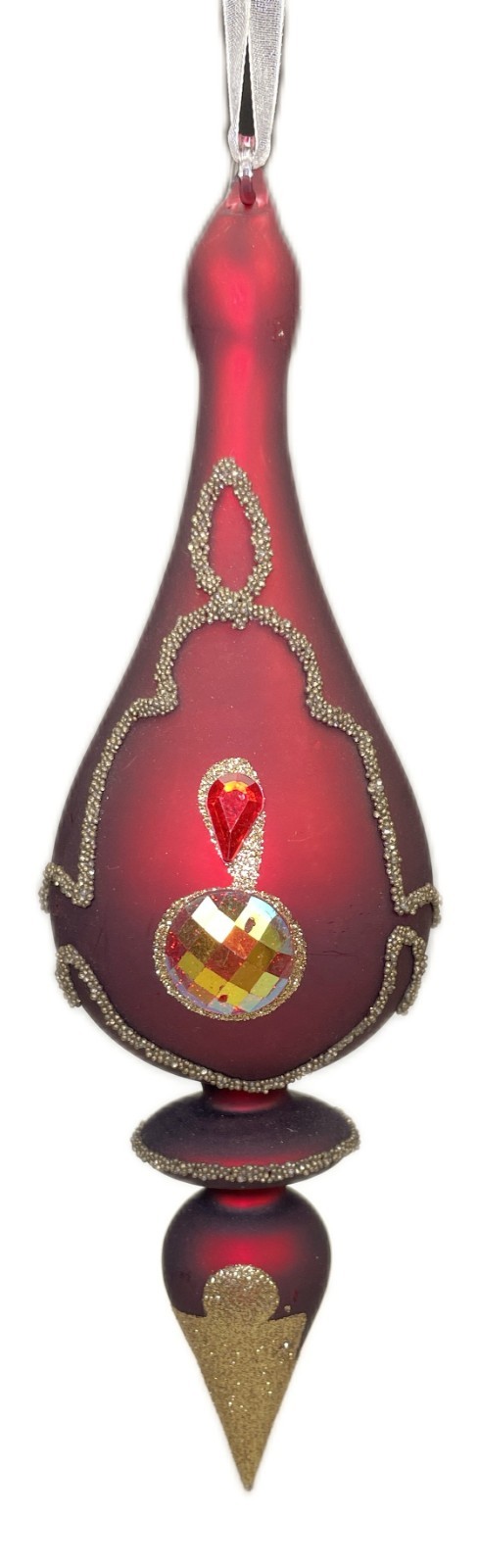 9” Red Glass Gold Glitter Jeweled Finial Christmas Ornament Dillards Trimmings