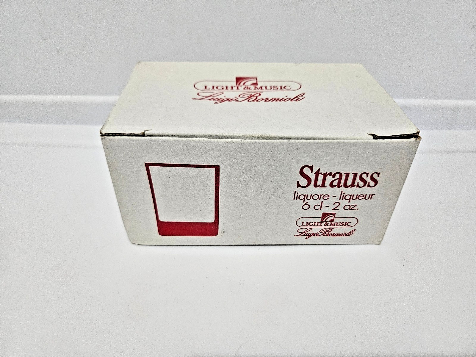 VTG Set of 6 Strauss Luigi Bormioli clear square Cordial Glasses 1980s NEW w box VTG Set of 6 Strauss Luigi Bormioli clear square Cordial Glasses 1980s NEW w box