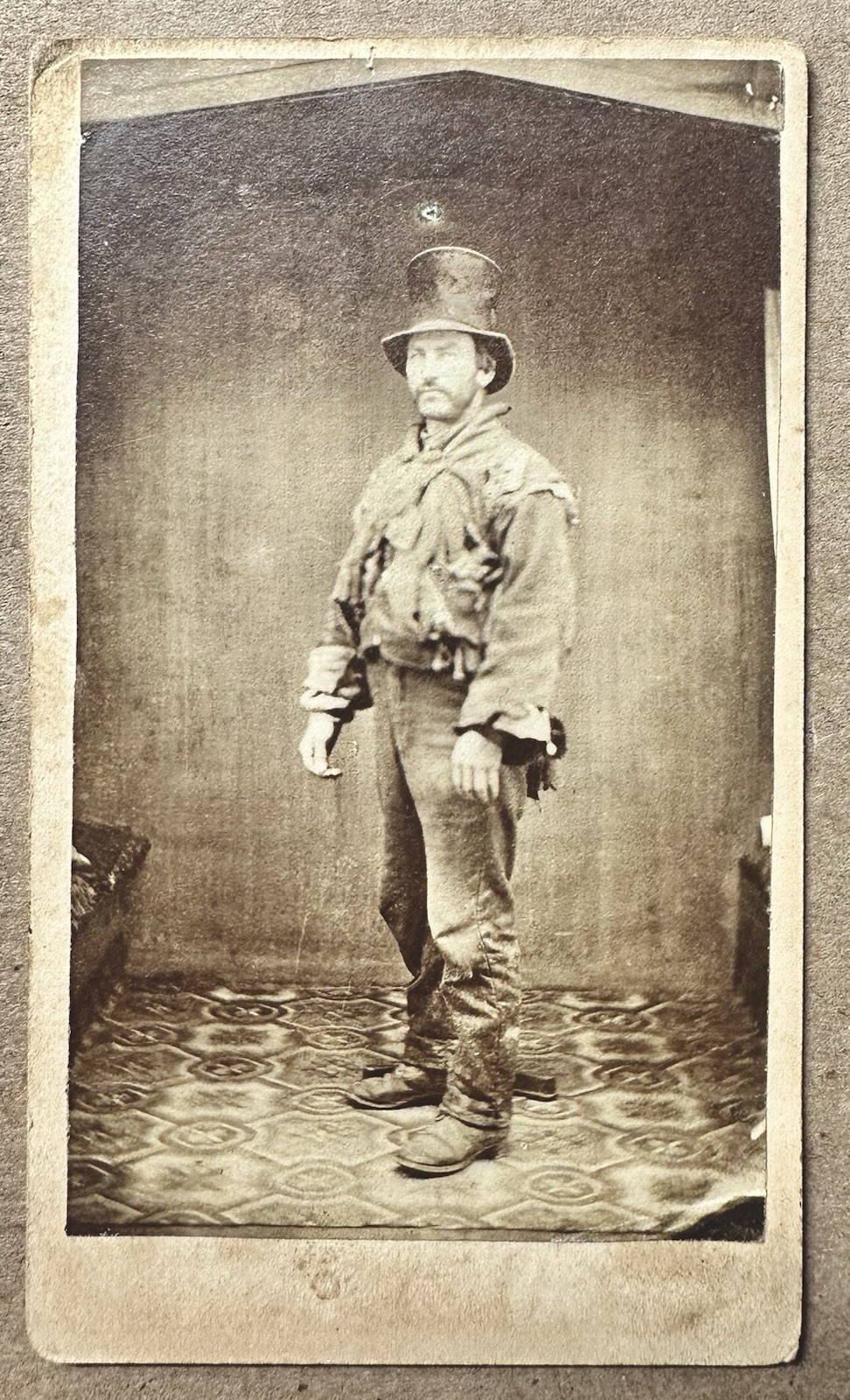 Unusual Maybe Rare 1860s CDV Of Hobo Homeless Man Worn Tattered Clothes Unusual Maybe Rare 1860s CDV Of Hobo Homeless Man Worn Tattered Clothes