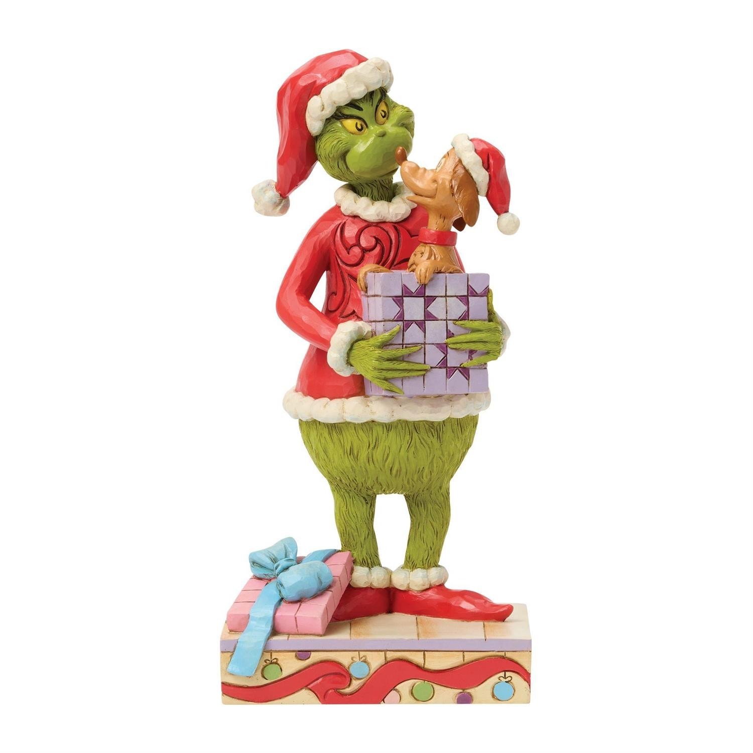 Jim Shore GRINCH HOLDING GIFT WITH MAX FIGURINE 6018957 BRAND NEW