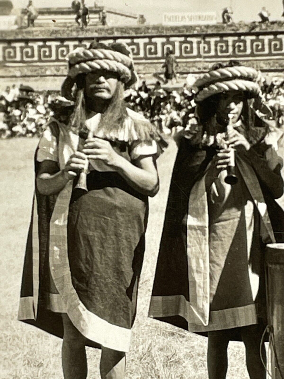 ZJ Photo RPPC Postcard Mayan Aztec Men Clothing Garb Drums Ceremony 1950-60\'s