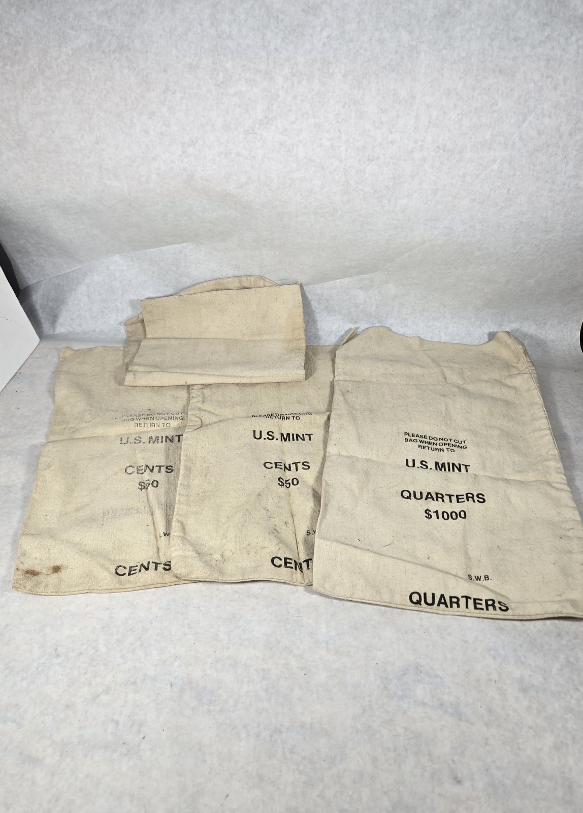 Vintage Canvas Bank Coin Deposit Bags Sack US Mint Lot Of 4 SEE PHOTOS 