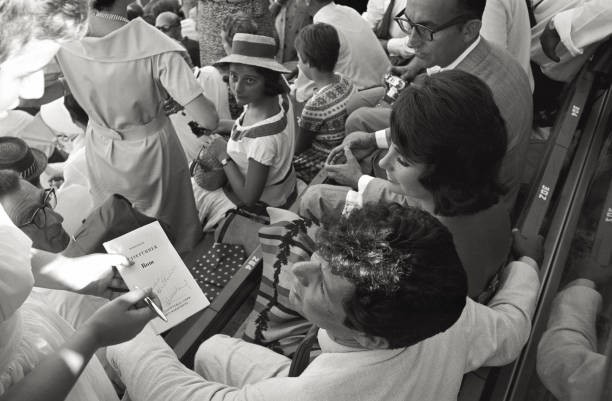 The American actress Liz Taylor watching Rome Olympics competition- Old Photo