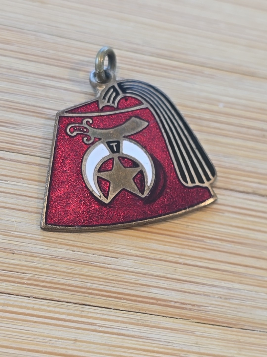 Enamel Brass Shriner Fez Charm Pendant Masonic Freemason Vintage