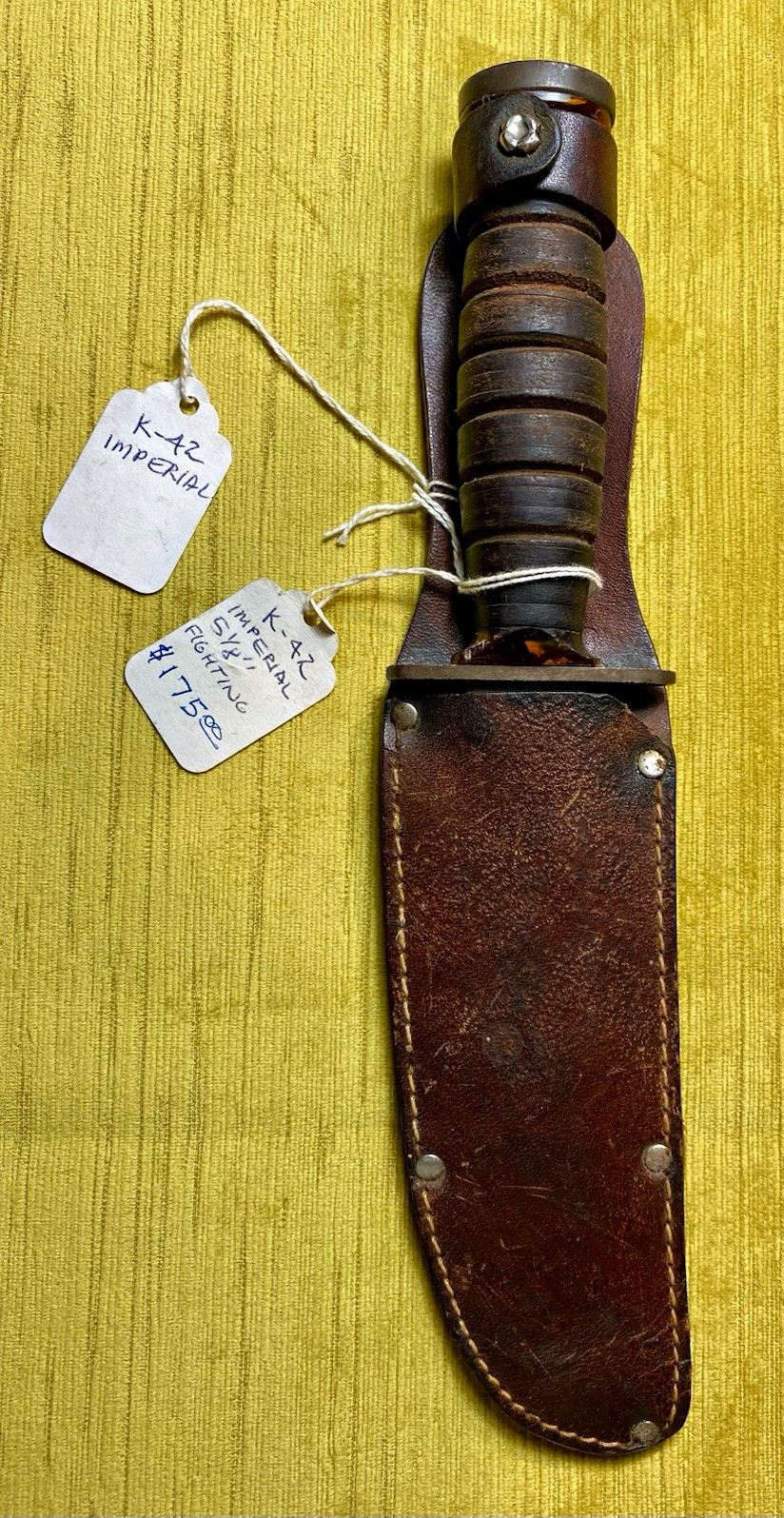 Vintage Imperial USA Military Style Fighting Knife & Leather Sheath K-42