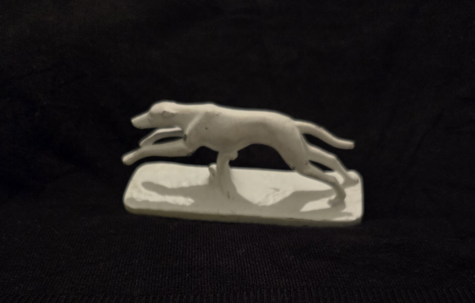 Vintage Racing Greyhound Dog 5-Inch Figurine Art Deco Era White Paint Over Metal