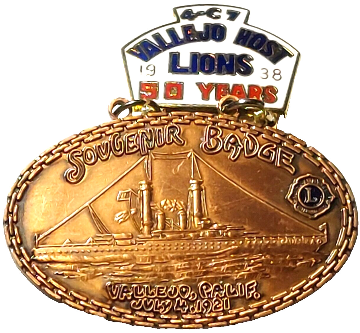 Lion\'s Inter. District 4-C7 Vallejo CA 50 Years 1988 Souvenir Badge Lapel Pin