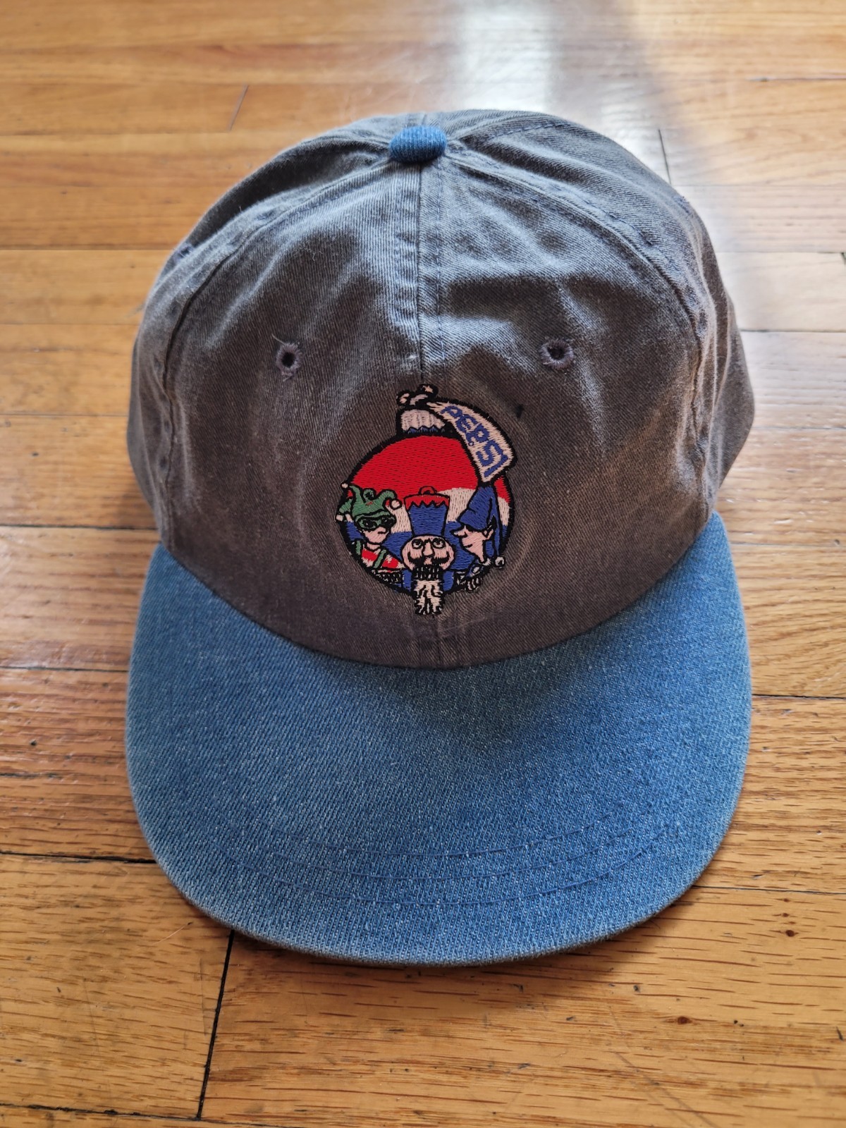 Vintage Pepsi Hat - Denim Style - ADAMS - Leather Strap - Christmas Ornament