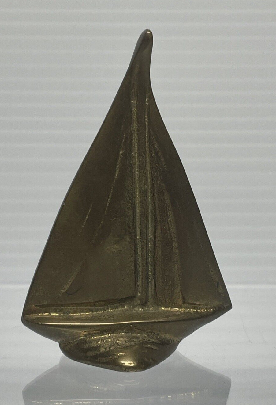 Sailboat Paperweight Trinket Shelf Figure Brass Tone Metal 2-3/4\
