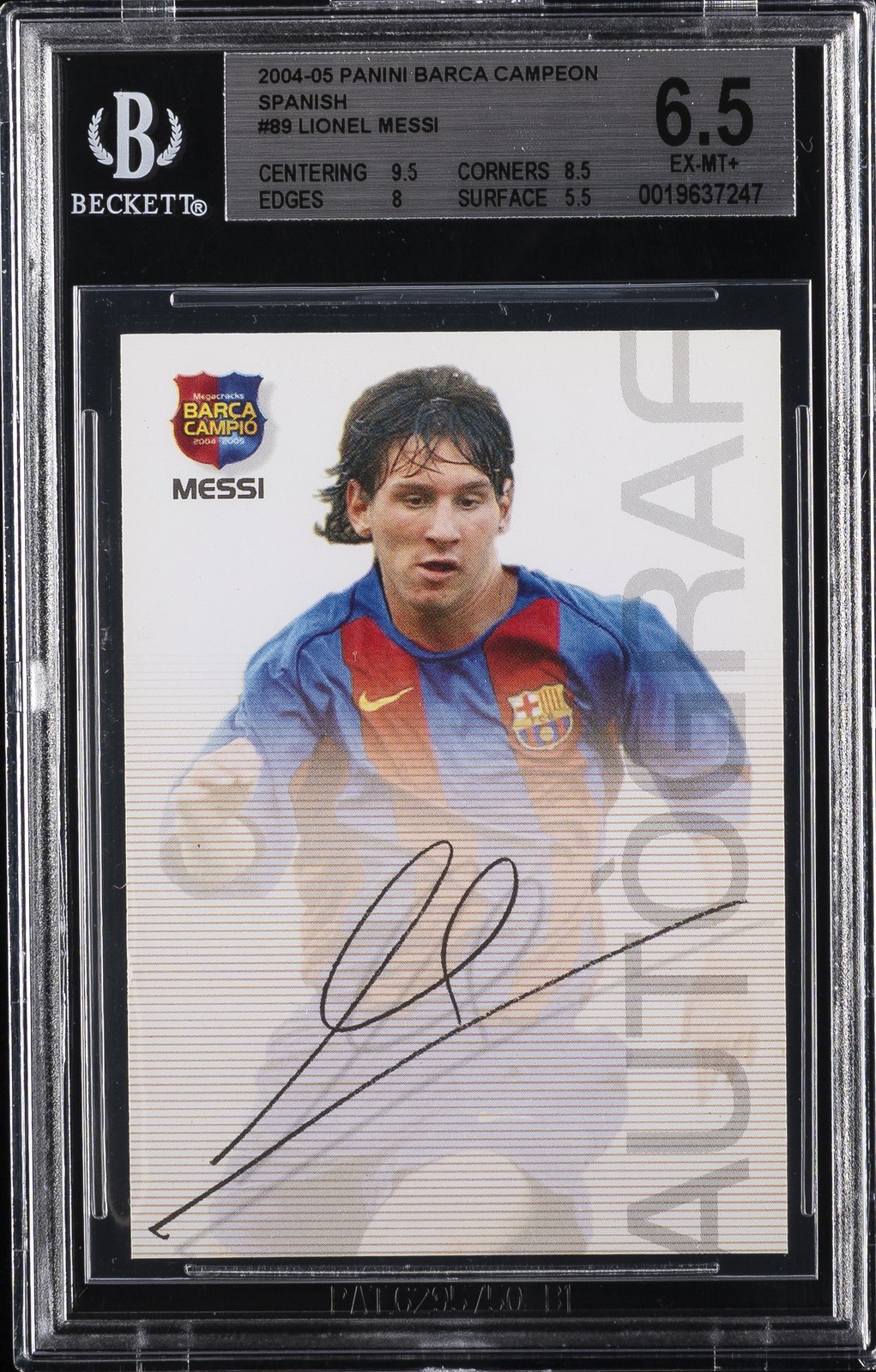 2004-05 PANINI BARCA CAMPEON SPANISH #89 LIONEL MESSI BGS 6.5