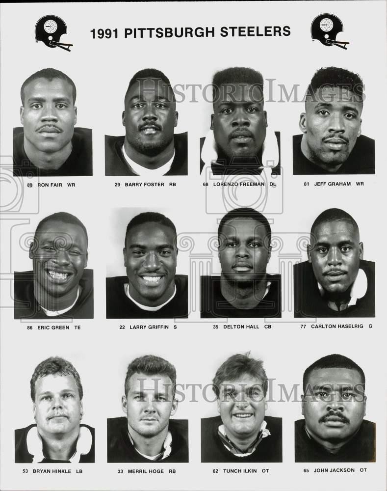 1991 Press Photo Pittsburgh Steelers football head shots - srs02788
