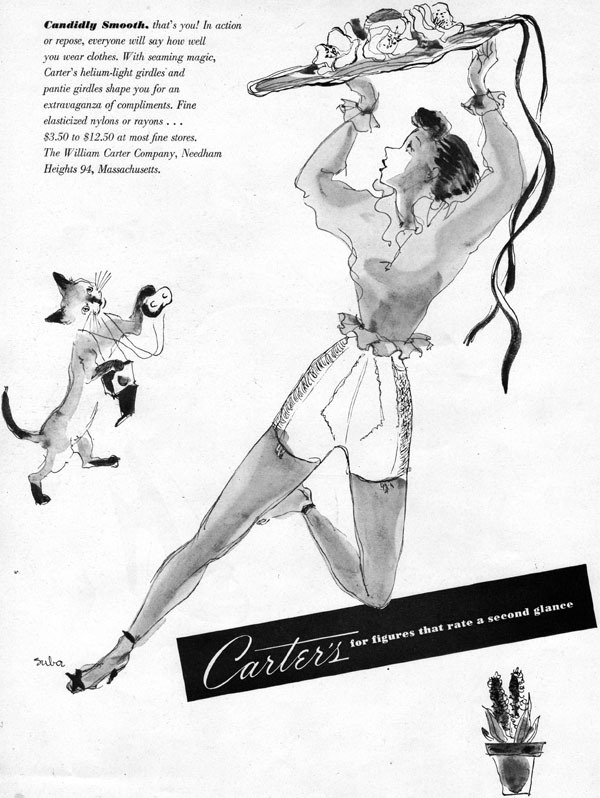 Carter\'s Pantie Girdle HELIUM LIGHT Siamese Cat SPRING HAT 1947 Print Ad