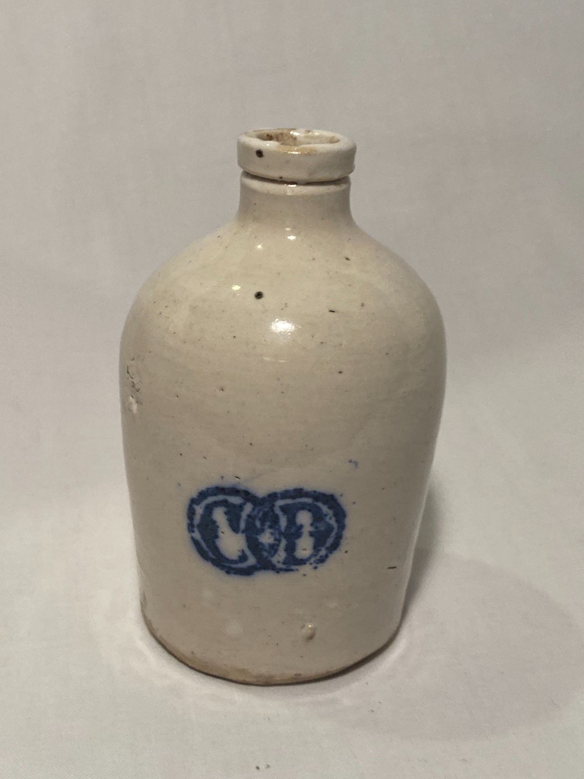 c1890s EMPTY C D Whiskey or medical Mercury Stoneware Mini Jug