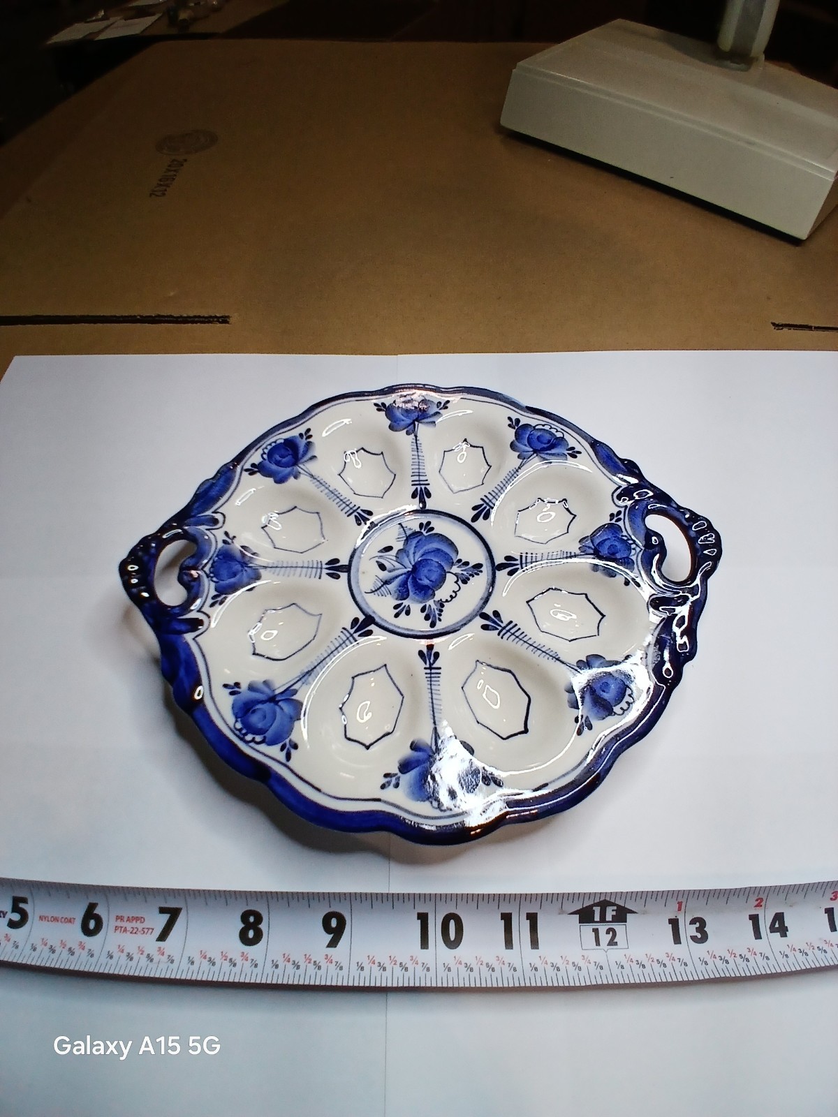 Vintage 1990's Handmade/Painted GZHEL Porcelain Deviled Egg Tray Russia Vintage 1990's Handmade/Painted GZHEL Porcelain Deviled Egg Tray Russia