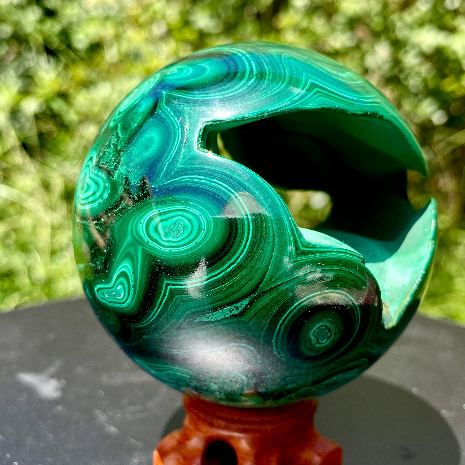 1.1LB Natural Malachite Geode Sphere Druzy Cave Crystal Ball Healing Mineral Spe