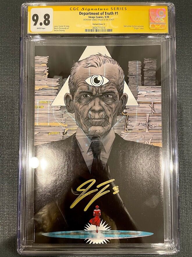 DEPARTMENT OF TRUTH #1 cover U Virgin Shalvey 9.8 CGC SS Signed by Tynion