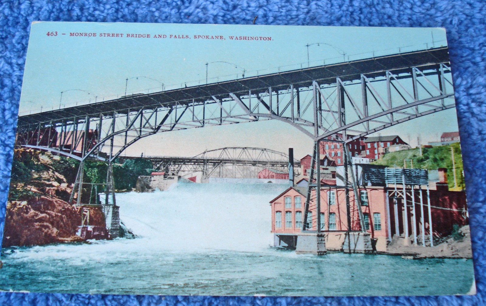 1909 POSTCARD MONROE STREET BRIDGE & FALLS, SPOKANE, WASHINGTON #463 - UNUSED