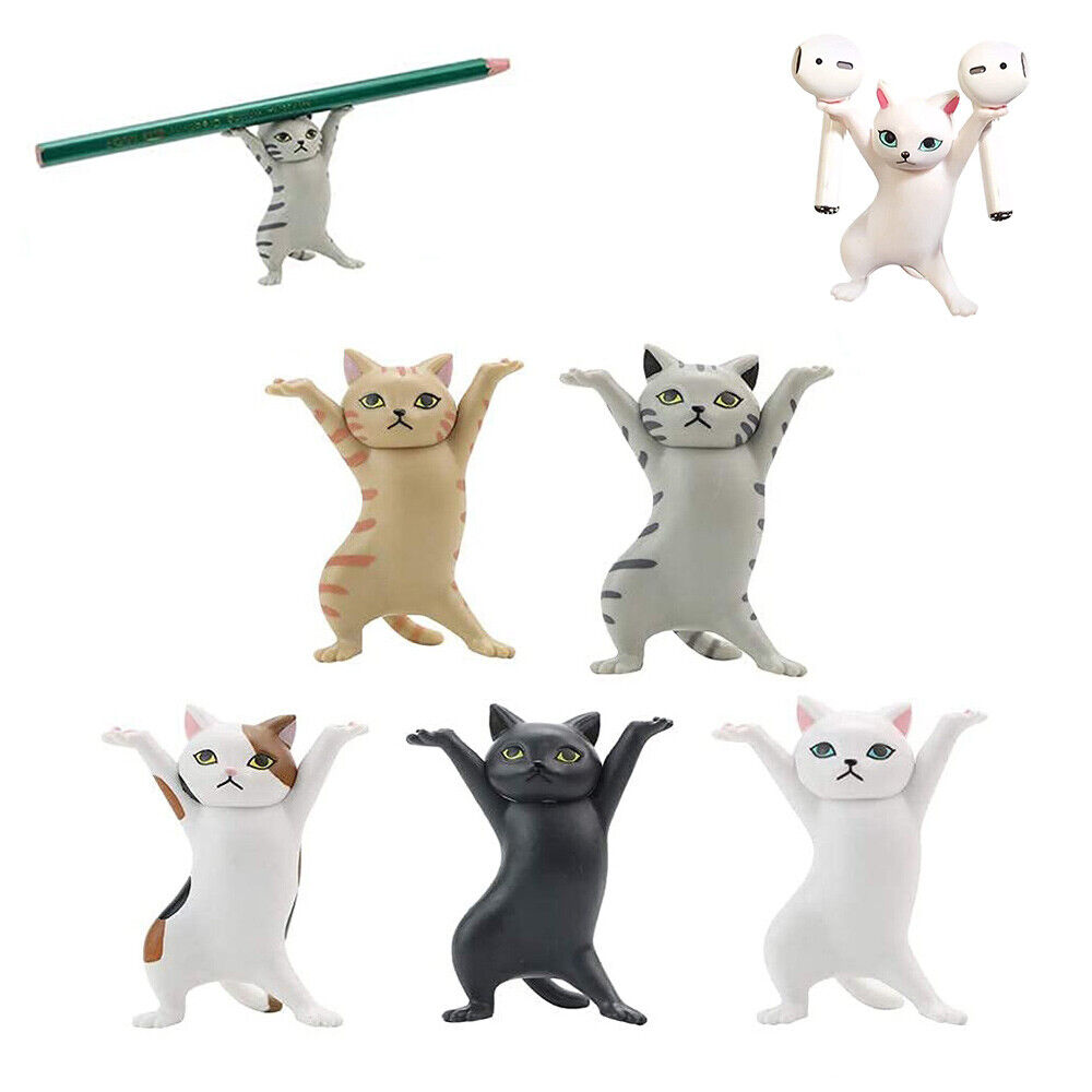 5PCS/SET Cute Dancing Cats Pen Holder AirPods Holder Desktop Decoration or Gift