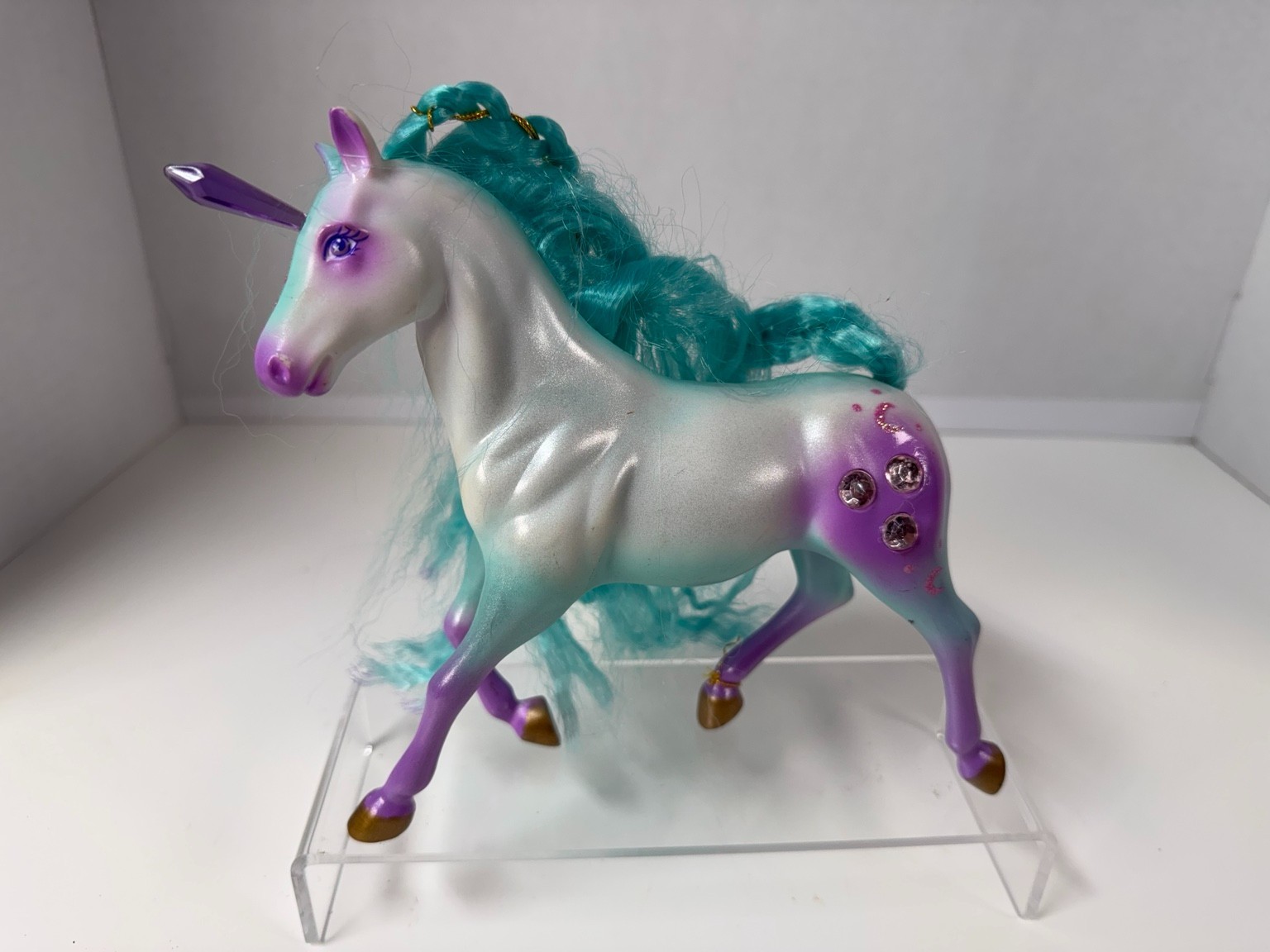 Vintage 1995 Empire Fantasy Fillies Alexis Unicorn Teal Hair Jeweled Horse