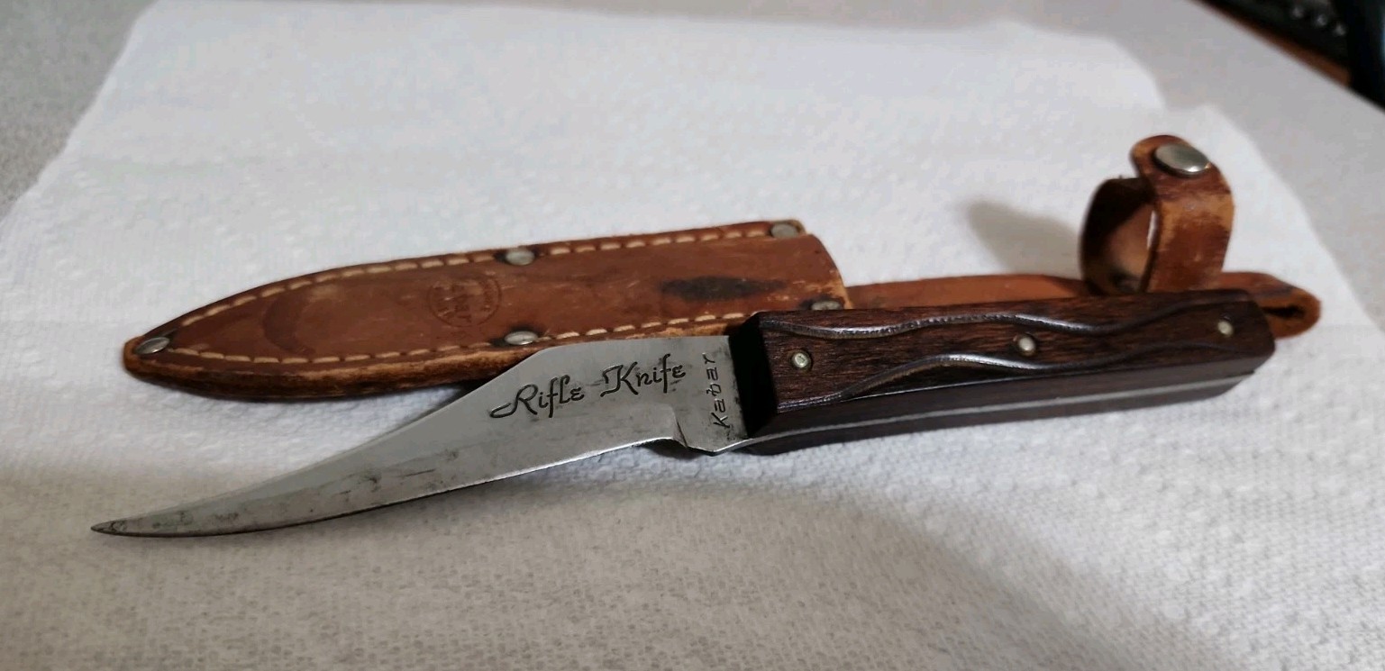 Vtg KABAR RIFLE KNIFE Fixed Blade Carbon Steel With Original Sheath