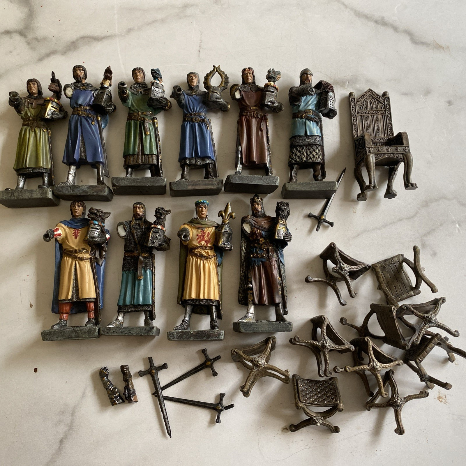 King Arthur- 12 Knights of The Round Table Resin Sculptures LOT FOR PARTS