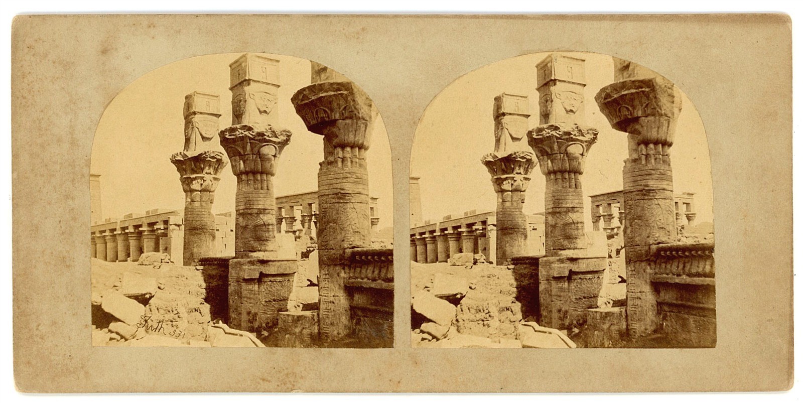 EGYPT STEREOVIEW - Philae - Osiride Pillars - Francis Frith 1860s