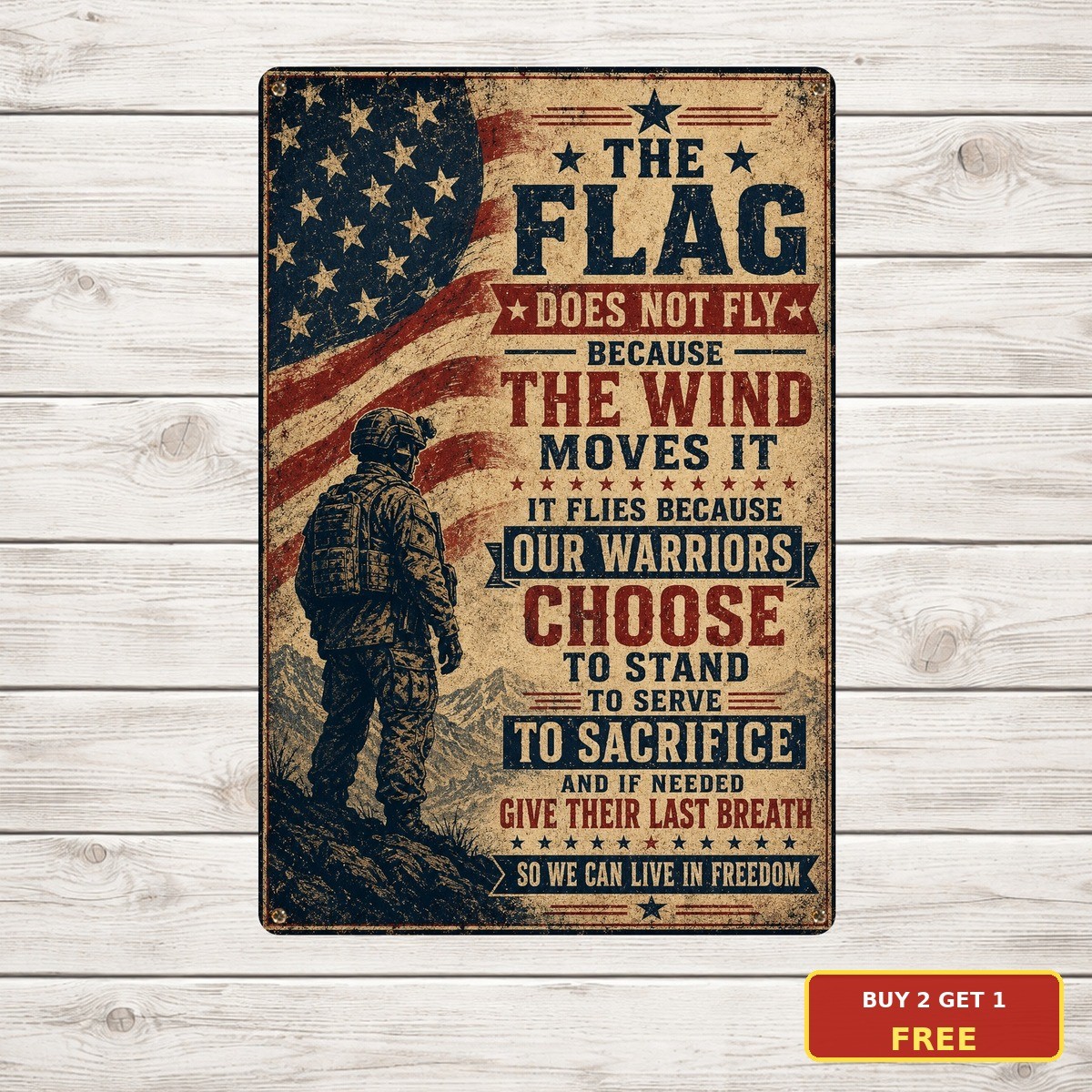 Our Flag Does Not Fly Because The Wind Moves It Patriotic Metal Tin Sign