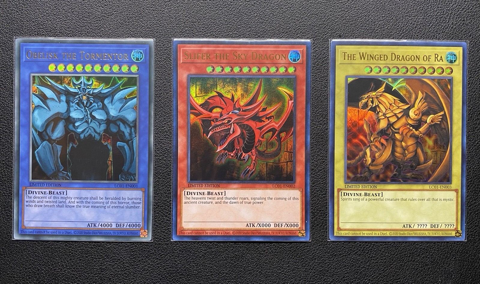 Yugioh Egyptian God Card Set Legendary Collection LC01-EN001, EN-002, EN-003