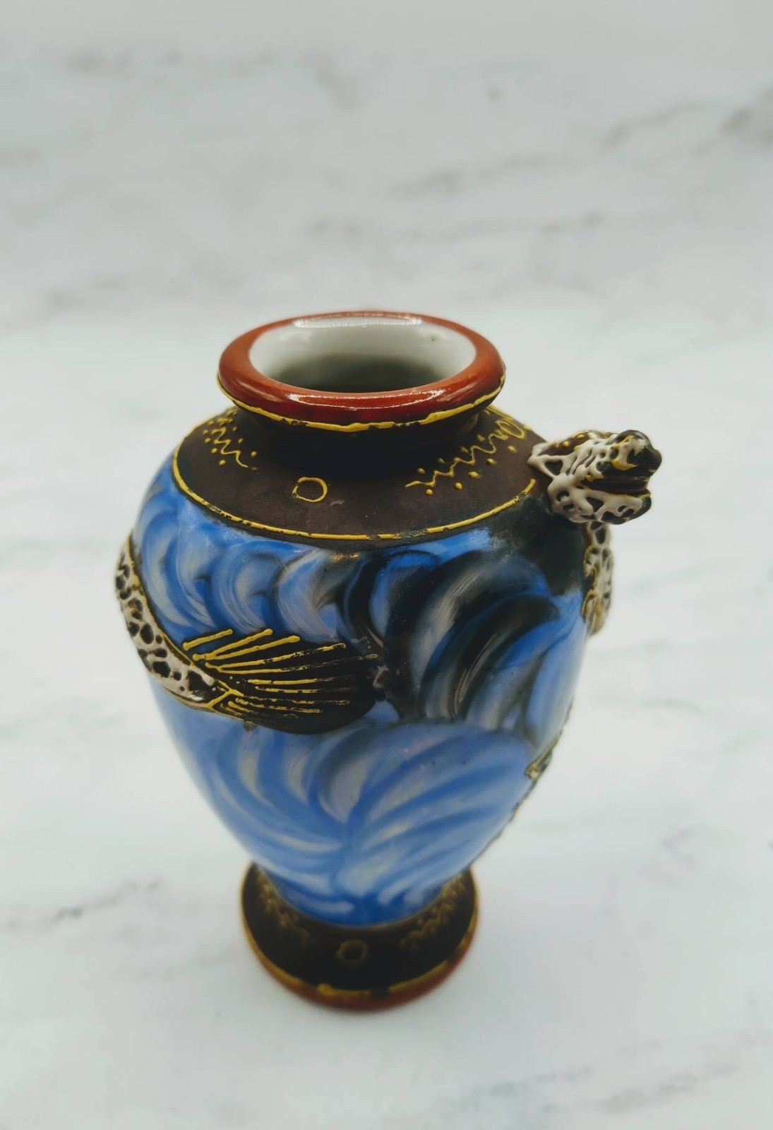 JAPANESE MORIAGE VASE ~ Hand Painted Dragonware ~ 3 3/8\