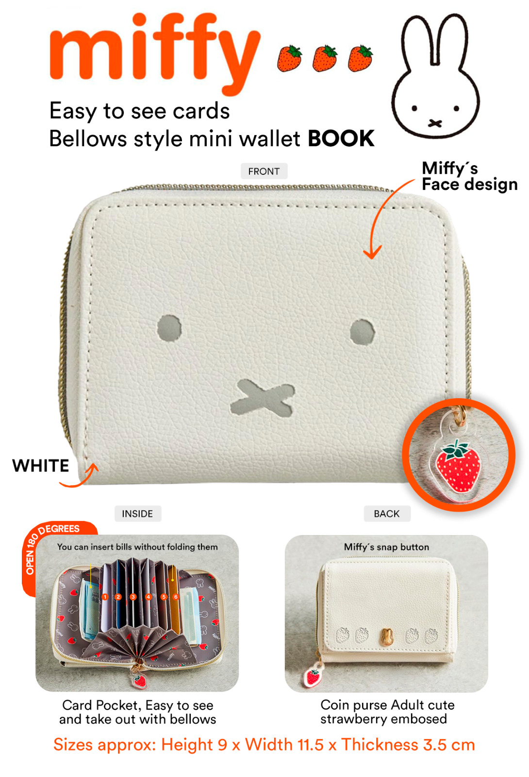 Miffy Mini Wallet Card Case Book Rabbit White Limited edition JAPAN