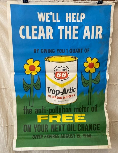 Vintage 60's Phillips 66 Trop-Artic Oil Can Display Poster Gas Store Sign Vintage 60's Phillips 66 Trop-Artic Oil Can Display Poster Gas Store Sign