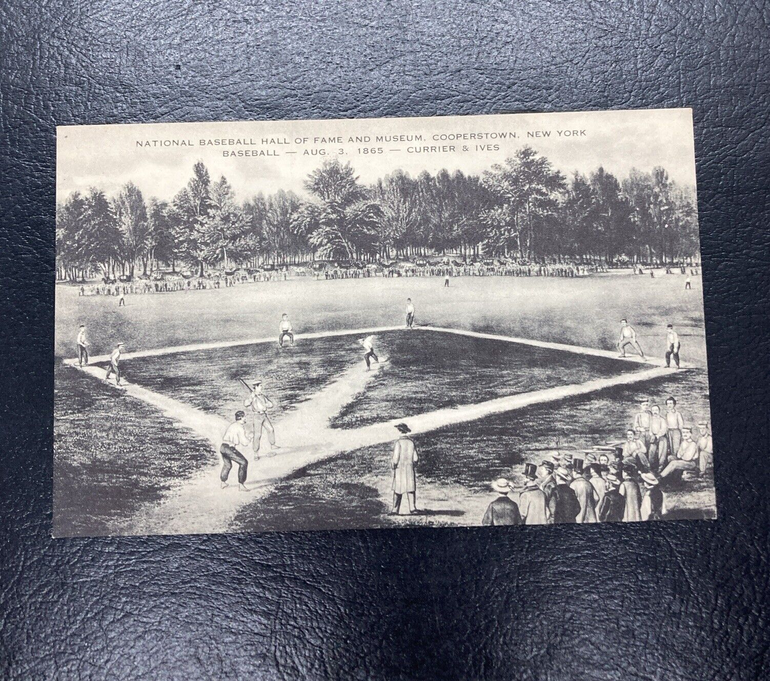 Rare  Antique Albertype baseball postcard 1st game 1865 Currier & Ives