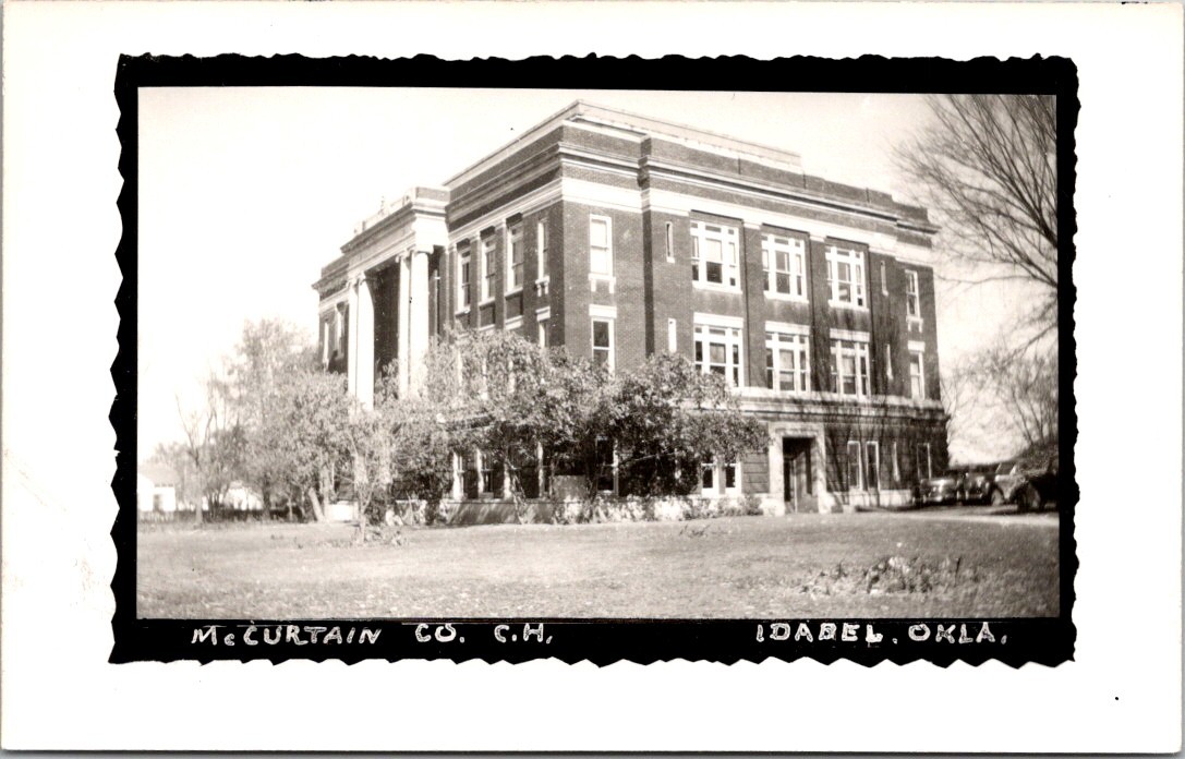 Idabel, Oklahoma McCurtain County Court House Real Photo Postcard OK RPPC