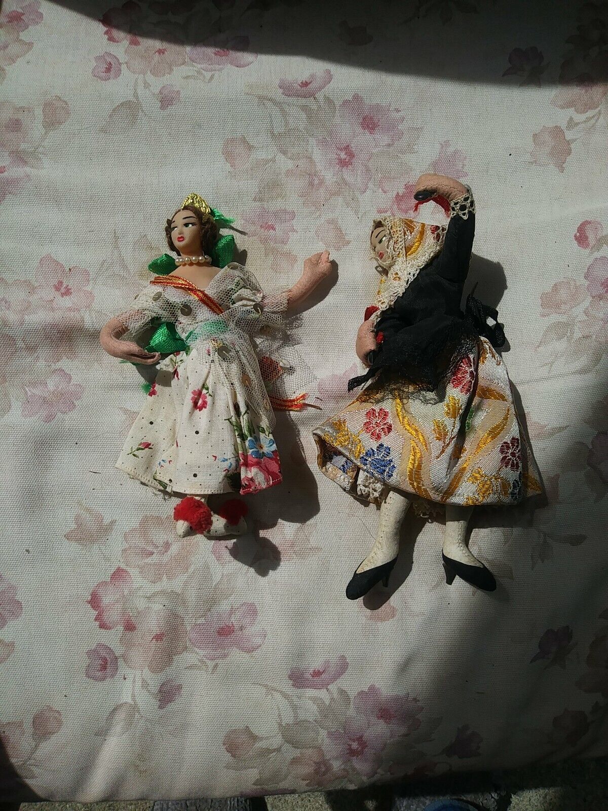 2 Vintage Spanish Doll Klumpe Roldan Layna Style Spanish Dancers 8 1/2