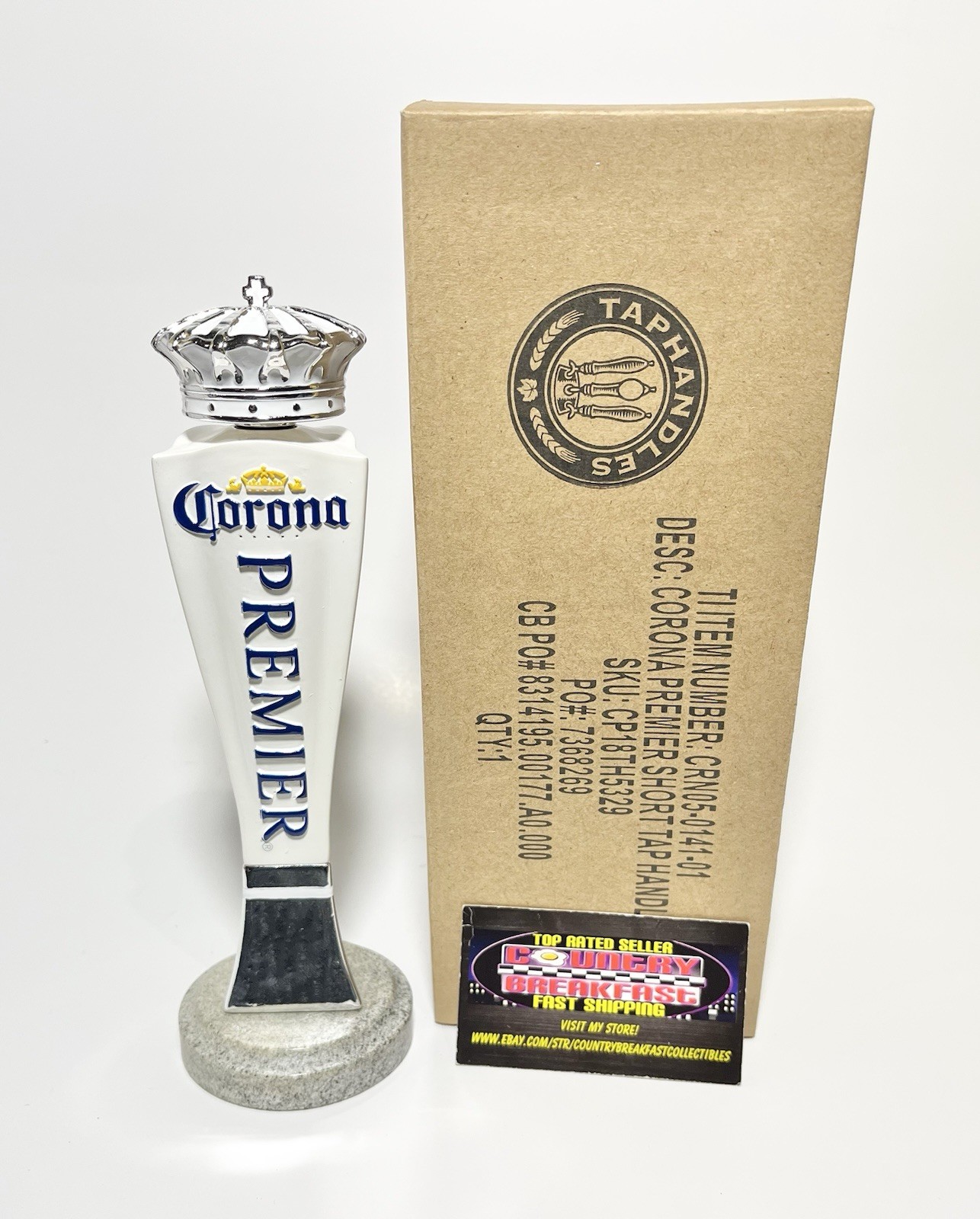 Corona Premier Cerveza Crown Topper Beer Tap Handle 8.5” Tall Brand New In Box