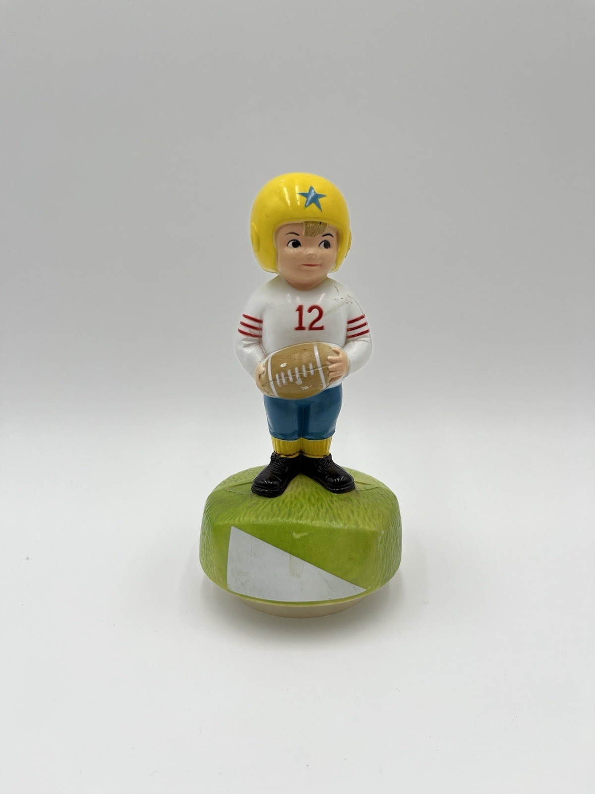 Vintage Music Box Kitschy Football Player Boy Plastic Football Figure Hong Kong Vintage Music Box Kitschy Football Player Boy Plastic Football Figure Hong Kong