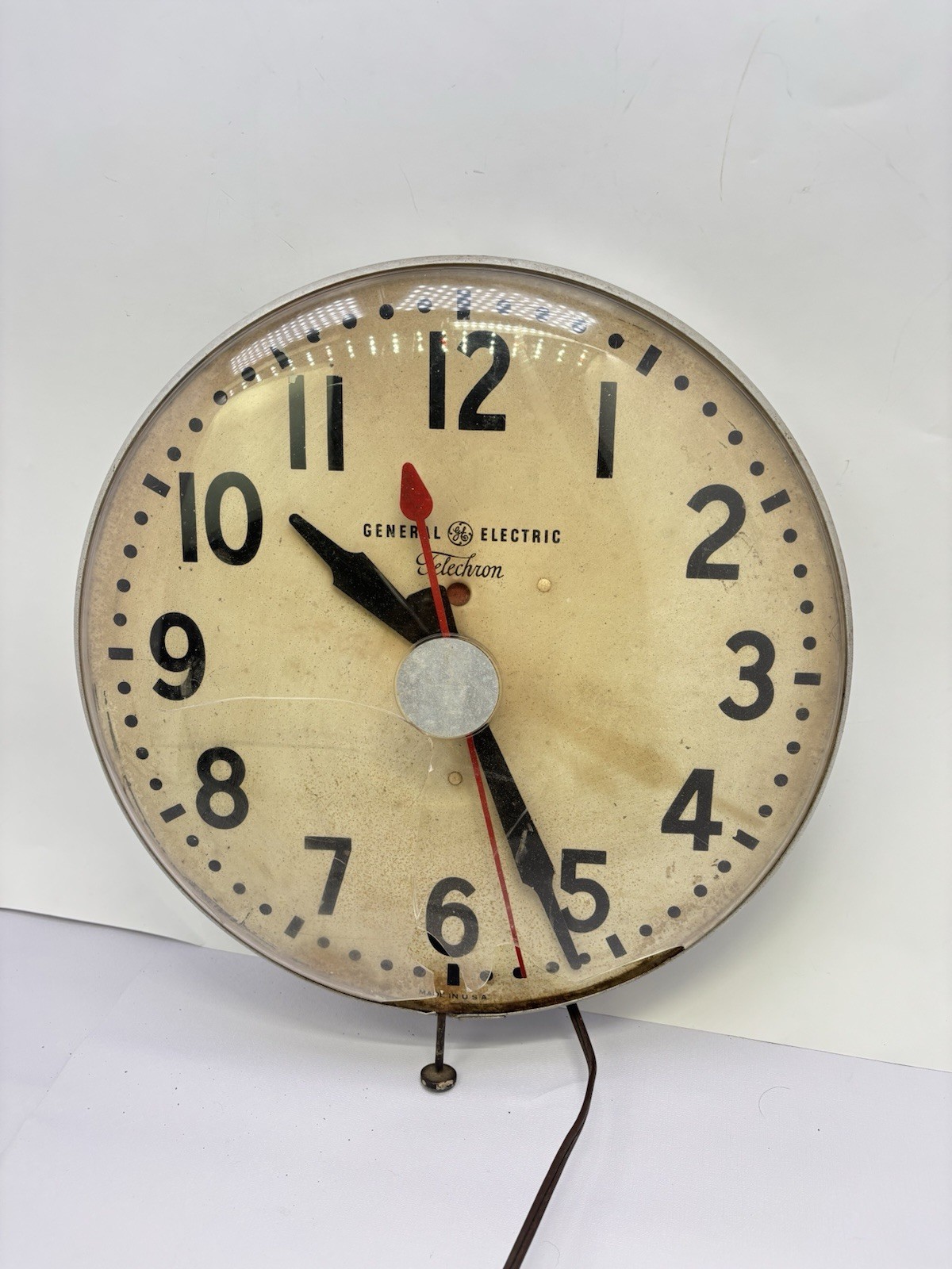 Vintage General Electric Telechron School Clock Model 1ha1612 11” AS IS READ