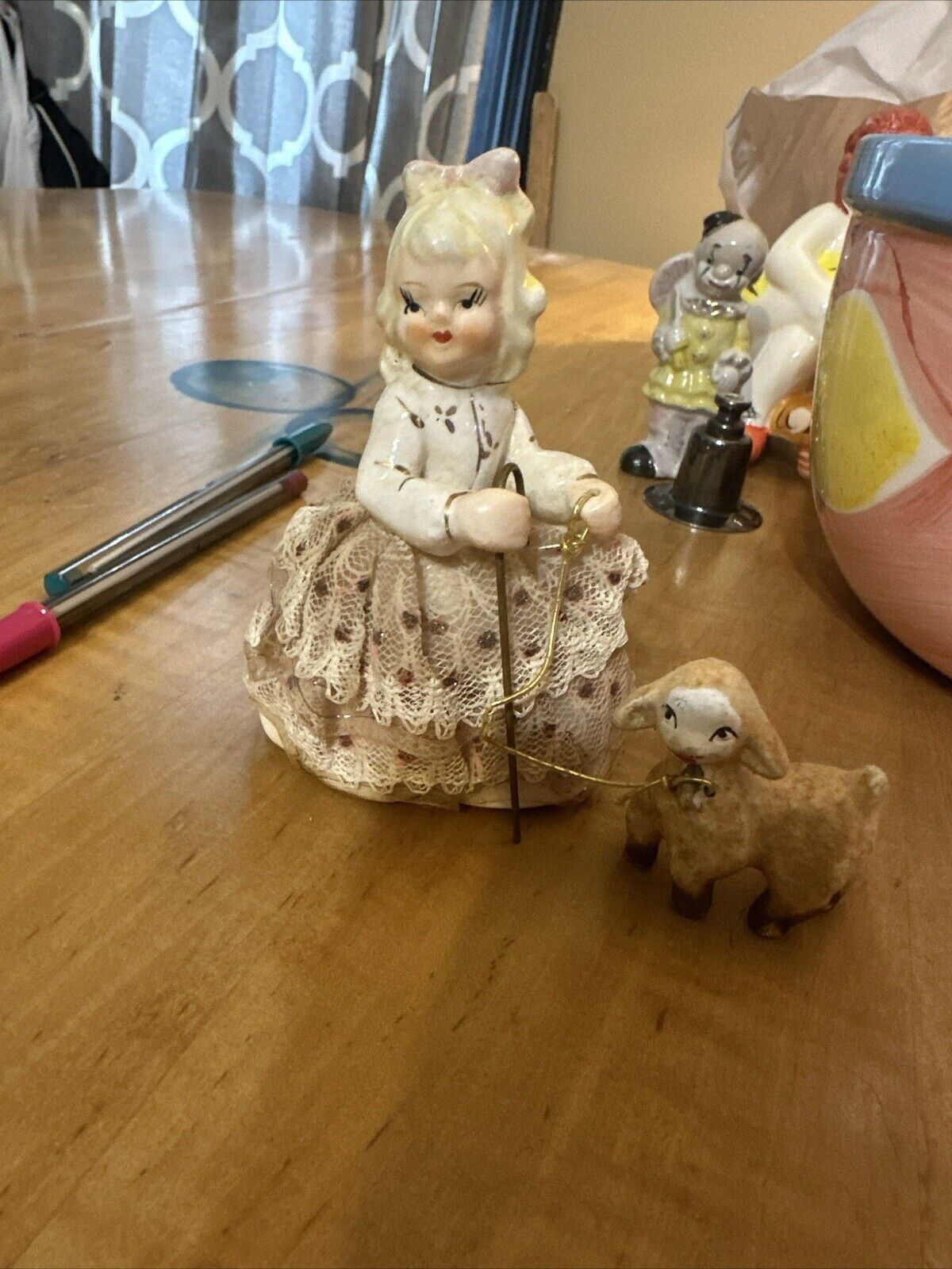Vintage Japan Hand Painted Little Girl Mary And Her Lamb