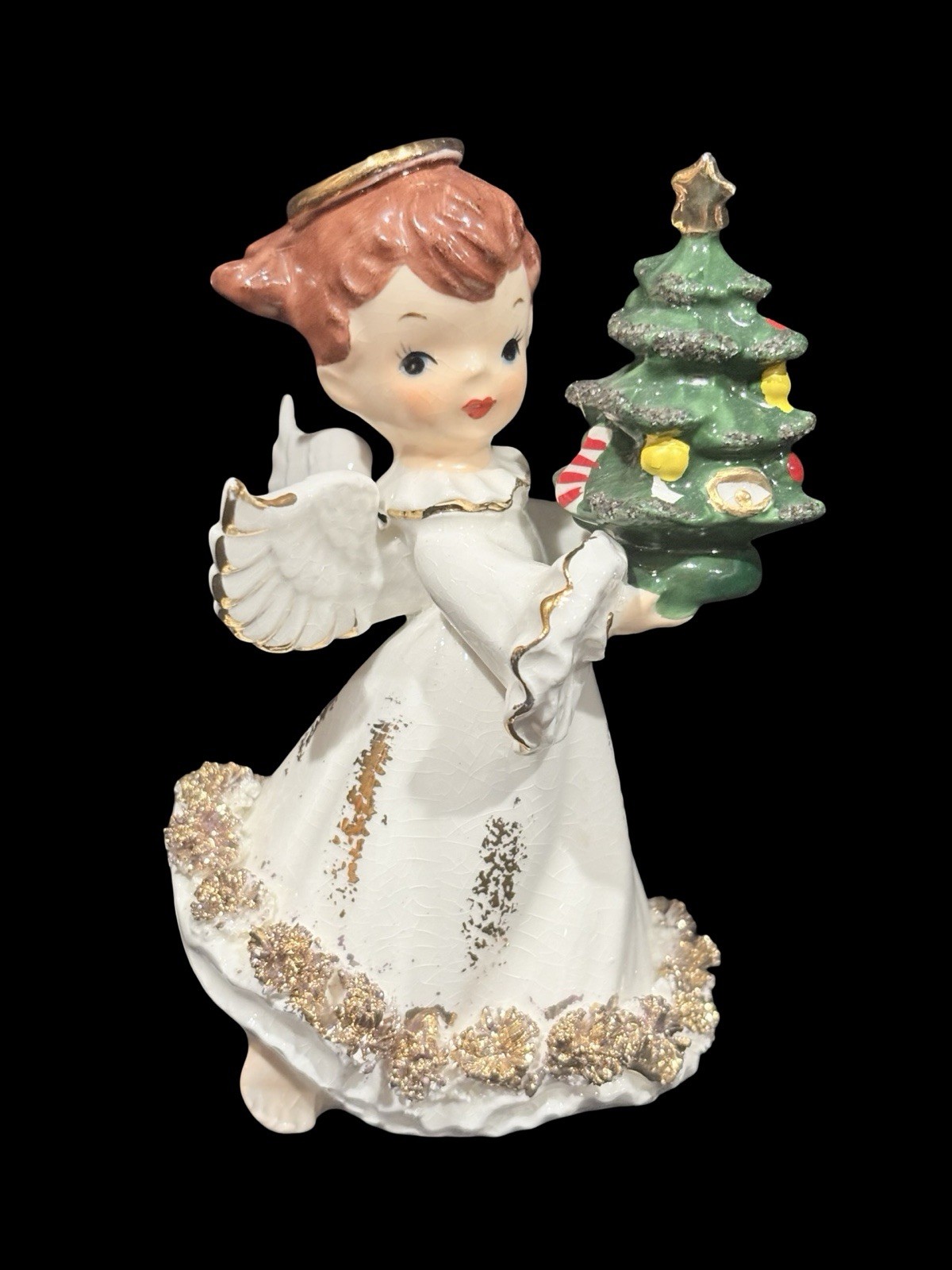 Vtg Ardalt Artware Christmas Tree Angel Spaghetti Dress Japan RARE Vtg Ardalt Artware Christmas Tree Angel Spaghetti Dress Japan RARE
