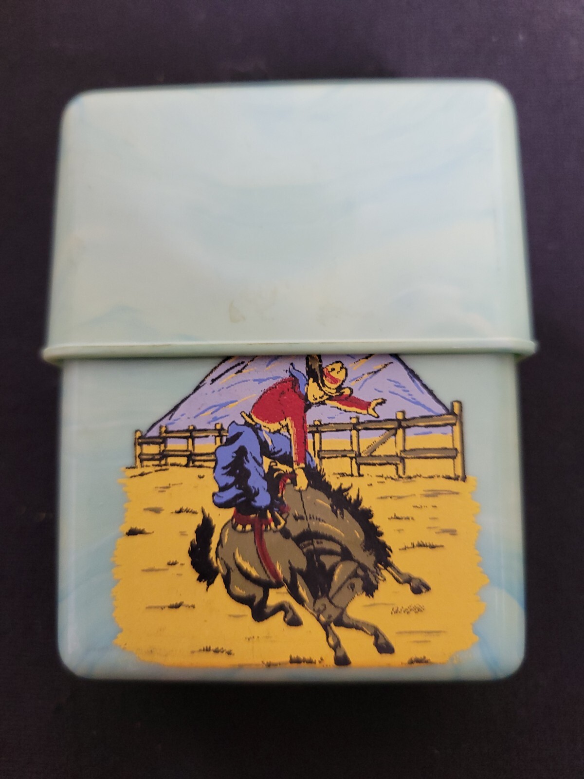 Rare HTF Vintage Child\'s Green Bakelite Cowboy Travel Soap Case ST