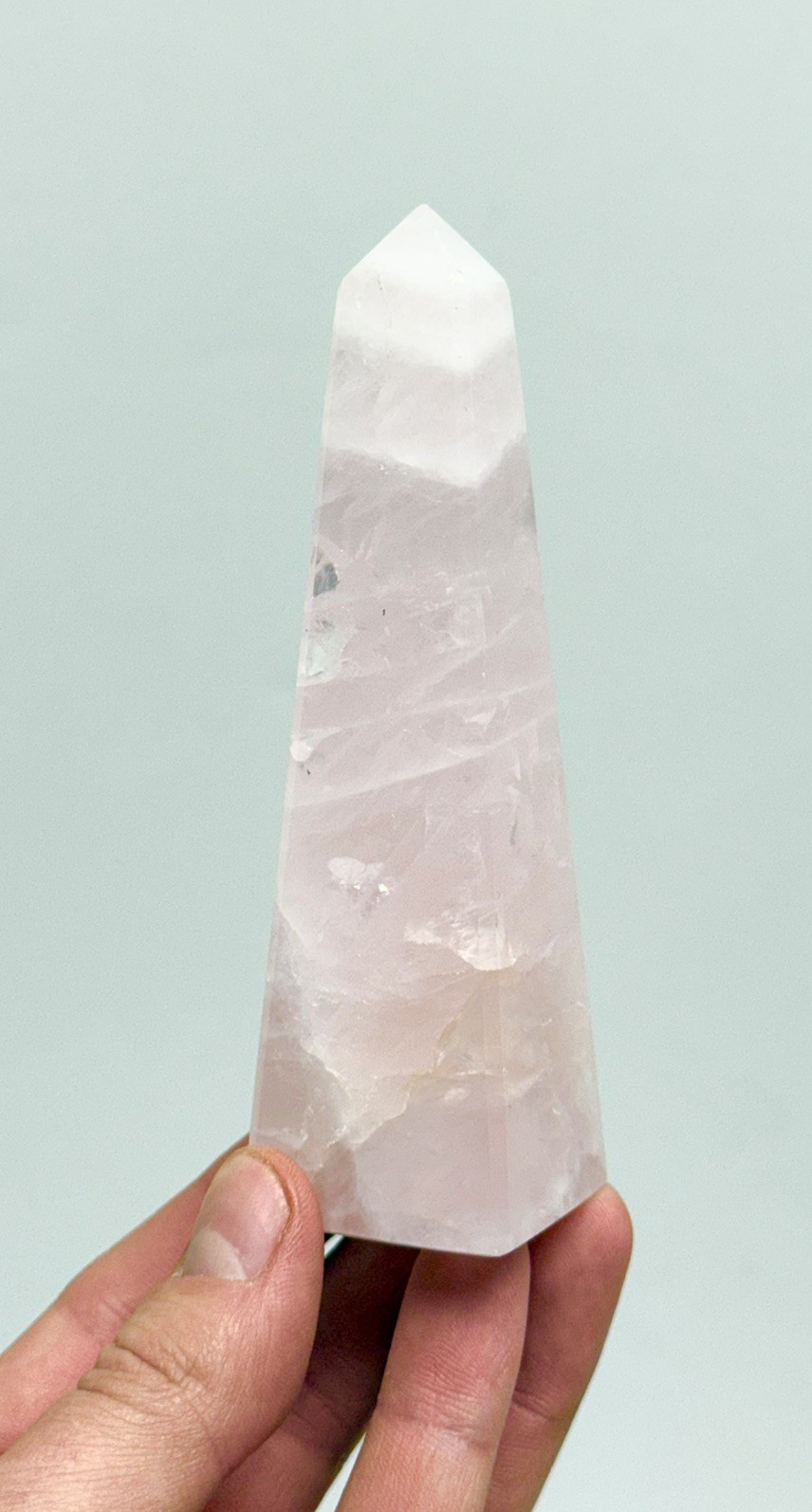XL Rose Quartz Obelisk Tower Point - High Quality Pink Rose Quartz Healing